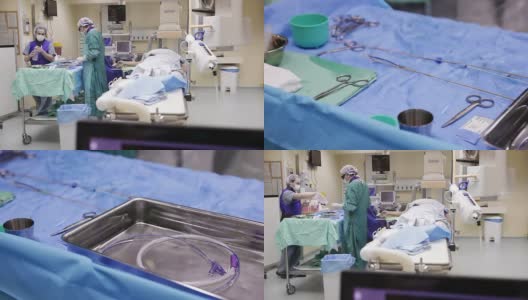 手术室内放置手术器械的手术台高清在线视频素材下载