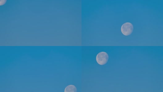 白天又大又圆的月亮在蓝天上，时间在流逝高清在线视频素材下载