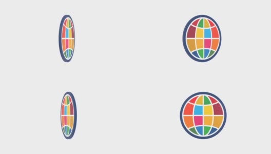 SDGs图像，循环动画旋转地球图标在17预定的颜色高清在线视频素材下载