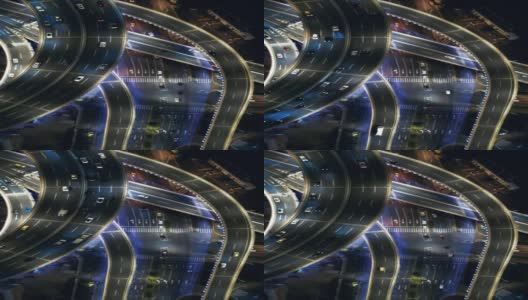 立交桥和城市夜间交通高清在线视频素材下载