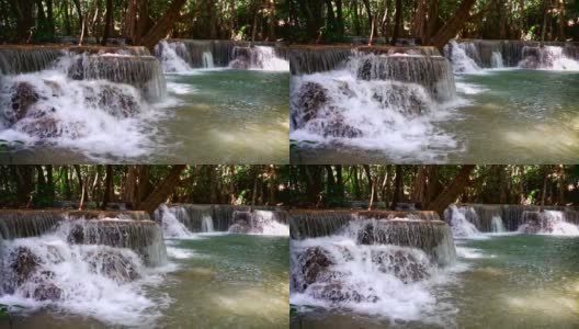泰国北碧府的怀美卡明瀑布。(缓慢)高清在线视频素材下载
