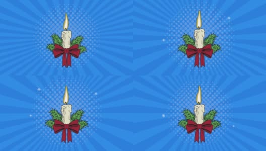 圣诞波普艺术与蜡烛动画高清在线视频素材下载