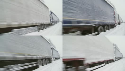 高清:在暴风雪期间车队排除高清在线视频素材下载