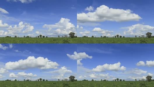 美丽的云朵和蓝天在木薯种植园和木薯田的时间流逝高清在线视频素材下载