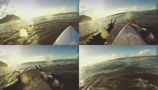 冲浪动作摄影机:在长板上高清在线视频素材下载