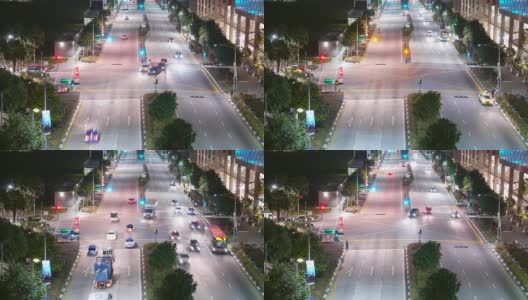 新加坡城市夜间4K延时交通高清在线视频素材下载