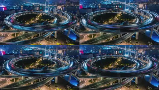 时光流逝——上海南浦大桥夜景(放大)高清在线视频素材下载