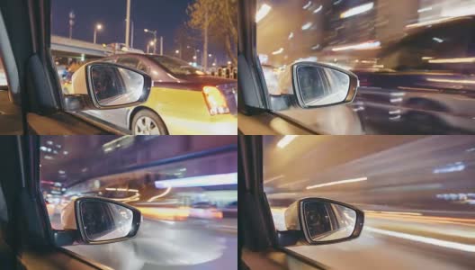 T/L PAN POV Car driving through Urban City at Night /北京，中国高清在线视频素材下载