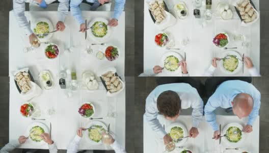 HD CRANE:商务人士享受午餐高清在线视频素材下载