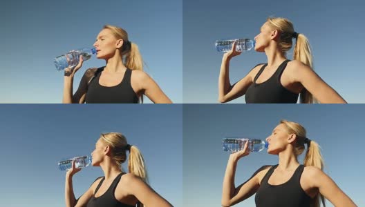 女性跑步者饮水高清在线视频素材下载