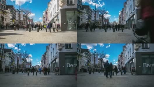 延时:比利时安特卫普市梅尔购物街步行街高清在线视频素材下载