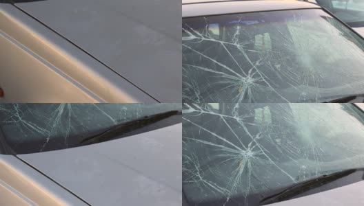 破碎的汽车挡风玻璃高清在线视频素材下载