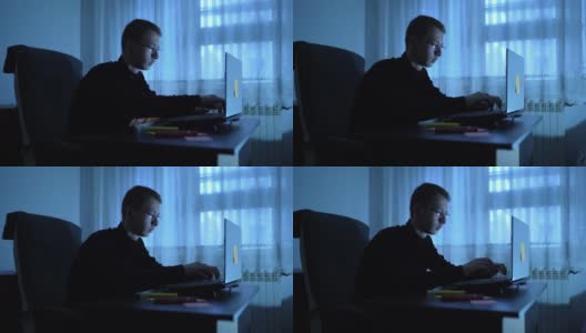 年轻人在电脑键盘上打字，慢动作高清在线视频素材下载
