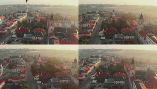 乌克兰kamenet - podolsky市中心的鸟瞰图高清在线视频素材下载