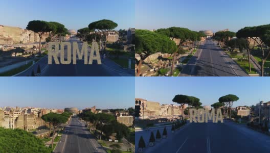 罗马是用大字写在罗马斗兽场的背景上的高清在线视频素材下载