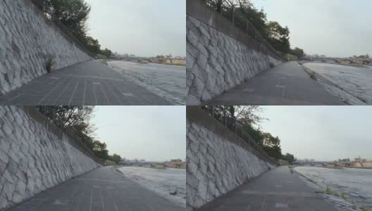 日本京都河边骑车道高清在线视频素材下载