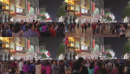 中国北京，人们走在王府井大街上高清在线视频素材下载
