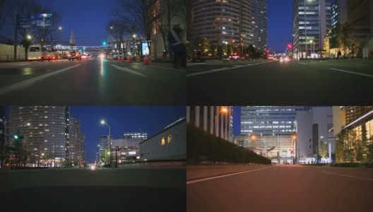 在横滨黄昏开车，后视镜高清在线视频素材下载