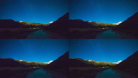 新西兰库克山国家公园雪峰上的银河高清在线视频素材下载