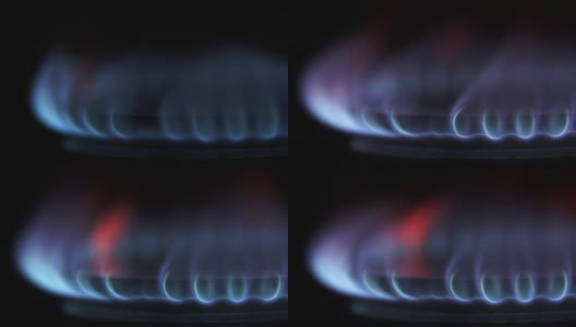 煤气灶里的蓝色火焰高清在线视频素材下载