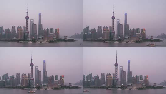 T/L WS HA PAN Downtown Shanghai at Sunset / Shanghai, China高清在线视频素材下载