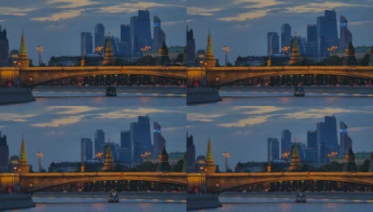 克里姆林宫和克里姆林宫的河堤。莫斯科。高清在线视频素材下载
