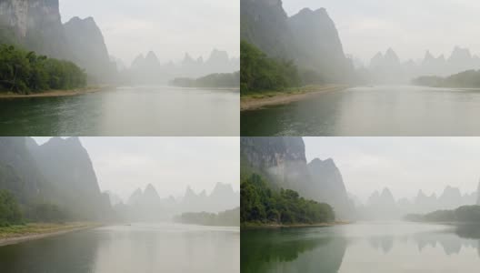 航拍中国漓江沿岸令人惊叹的岩层高清在线视频素材下载