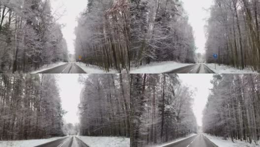 冬季驾驶-驾驶在雪乡公路- POV镜头高清在线视频素材下载