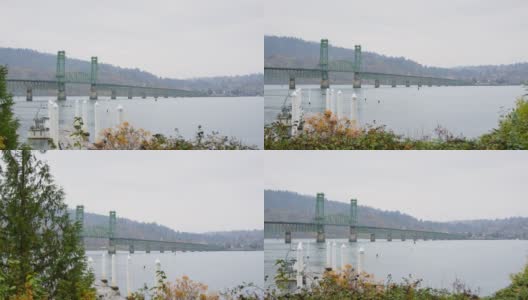 在阴天从华盛顿看胡德河大桥高清在线视频素材下载