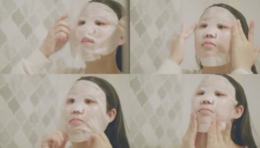 亚洲妇女用面膜敷脸高清在线视频素材下载