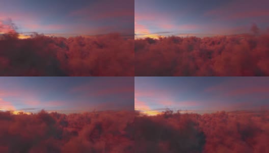 飞行在电影日落红云运动背景循环高清在线视频素材下载
