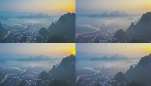 桂林山黄昏延时摄影高清在线视频素材下载