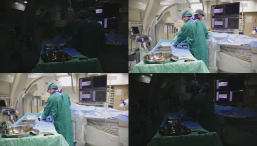 手术室里靠近手术台的两名医生高清在线视频素材下载