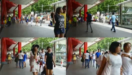 在新加坡Orchard, 4k时间间隔的人高清在线视频素材下载