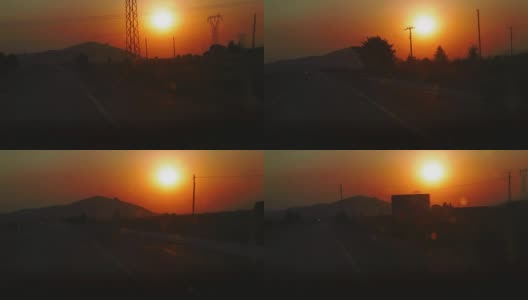 日出时在高速公路上开车高清在线视频素材下载