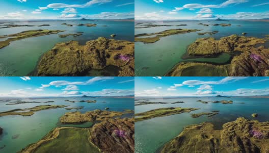 冰岛空中Myvatn湖景观高清在线视频素材下载