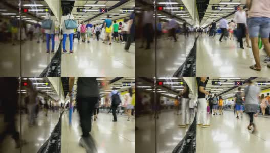 高清延时:旅客拥挤的香港地铁车站高清在线视频素材下载