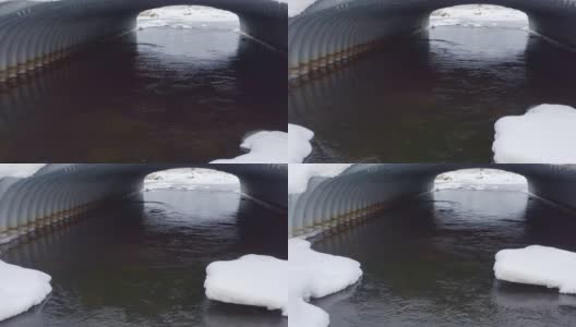 湖水在爱沙尼亚的湖面上流动，湖面上有雪高清在线视频素材下载