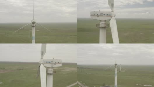 用于能源生产的强大风力涡轮机农场的鸟瞰图。风力涡轮机为可持续发展提供清洁的可再生能源。替代能源。4K, 10bit, DJI DLog-M配置文件高清在线视频素材下载