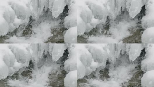 来自融化的冰川的新鲜清澈的流水高清在线视频素材下载