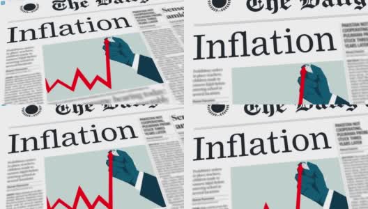 通货膨胀标题印刷在经济和商业报纸的概念。高清在线视频素材下载