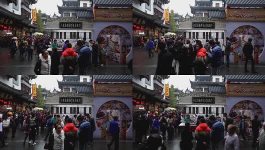 在中国上海著名的城隍庙老街，顾客可以尽收眼底高清在线视频素材下载