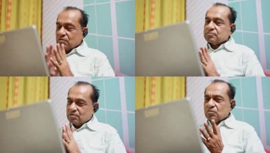 印度老人正在进行视频对话高清在线视频素材下载