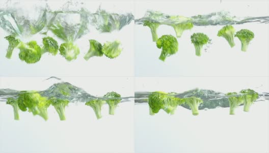 花椰菜泼水(慢镜头)高清在线视频素材下载
