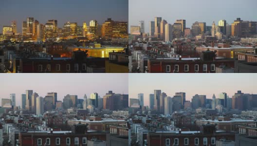 波士顿从黑夜到白天的时间流逝高清在线视频素材下载