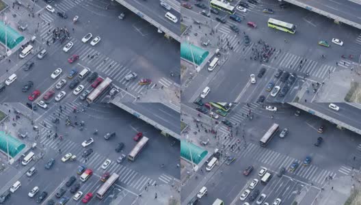 T/L Shot Over City Street Crossing /北京，中国高清在线视频素材下载
