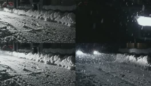 汽车在大雪中行驶高清在线视频素材下载