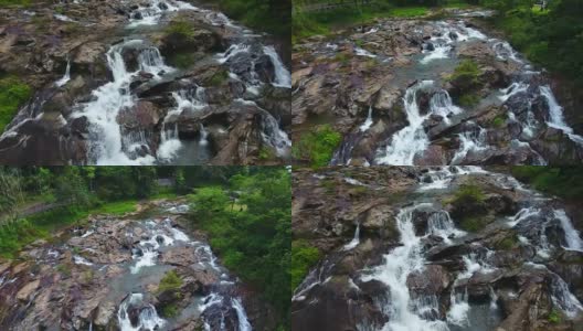 泰国南部的彩虹瀑布鸟瞰图高清在线视频素材下载