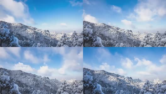 黄山的雪景，时间间隔4k高清在线视频素材下载