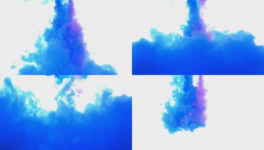 蓝色紫色墨水在水中高清在线视频素材下载